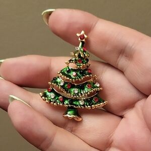 Festive Christmas Tree Brooch